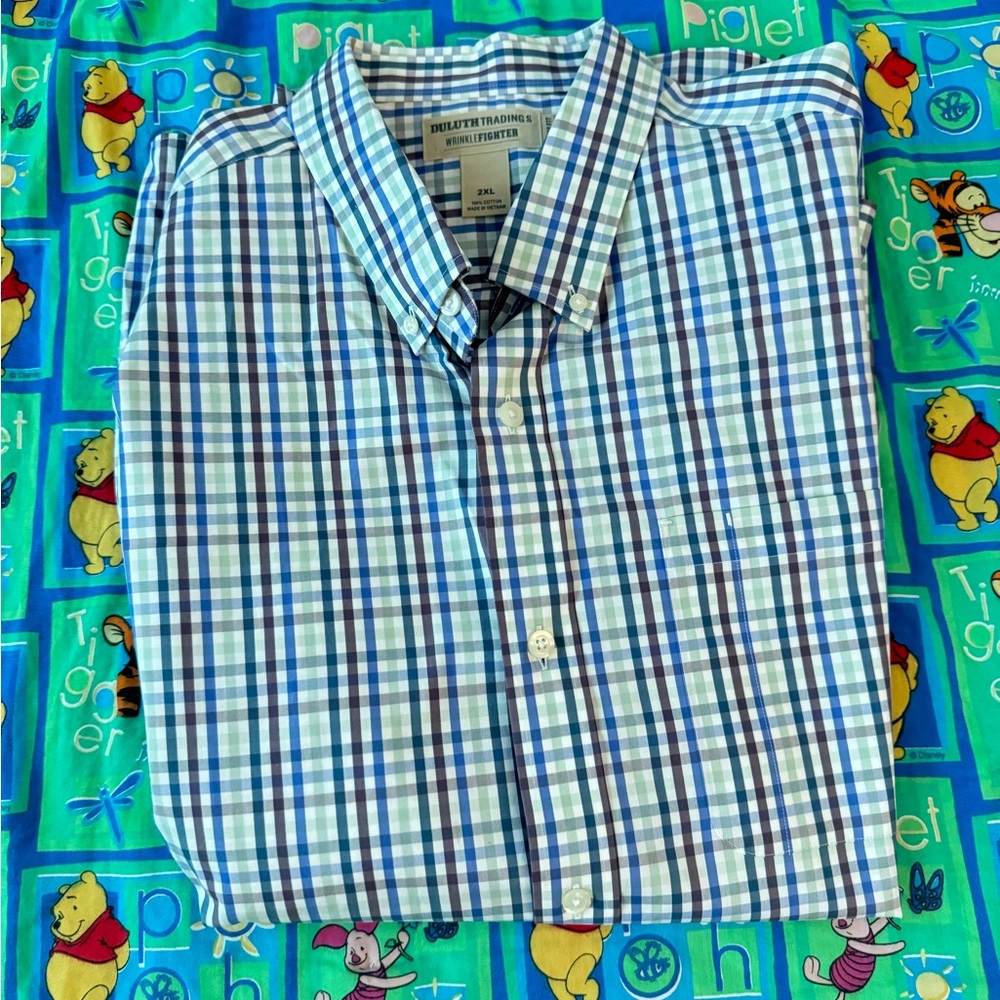 Duluth Trading Co Wrinkle Fighter Plaid Button Down Shirt